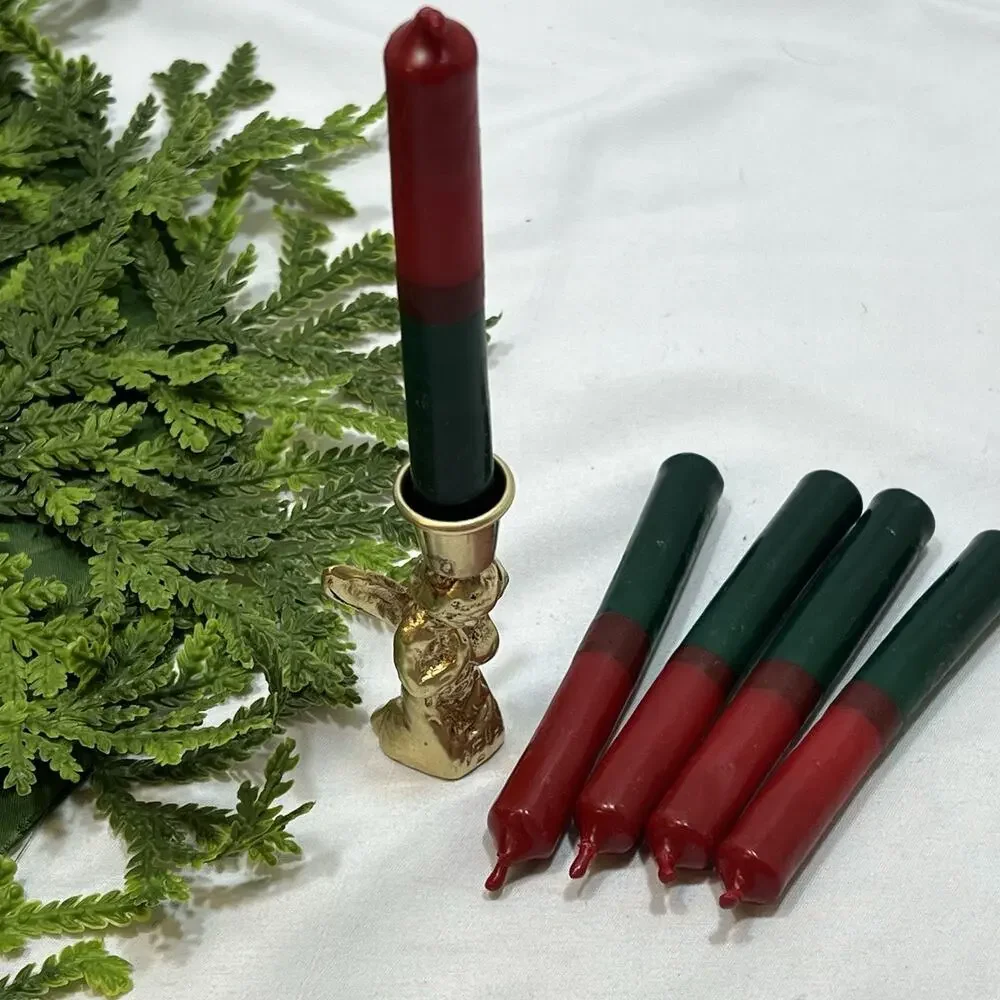 Vintage Brass 2.75” Praying Angel Christmas Candlestick Holder + 5 Candle Tapers
